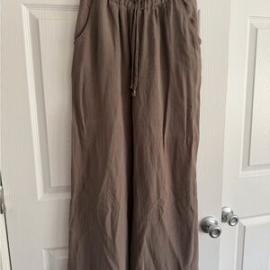 Pinkblush Wide-Leg Drawstring Pants in Taupe-Maternity